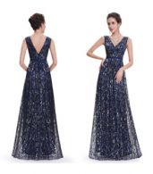 photo Elegant Sleeveless Double V-Neck Maxi Prom Dress by OASAP, color Deep Blue - Image 8