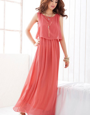 photo Elegant Sleeveless Maxi Dress with Chiffon Overlay by OASAP - Image 1