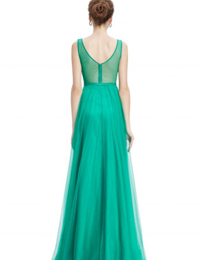 photo Elegant Sleeveless Maxi Prom Evening Wedding Dress by OASAP, color Light Green - Image 2