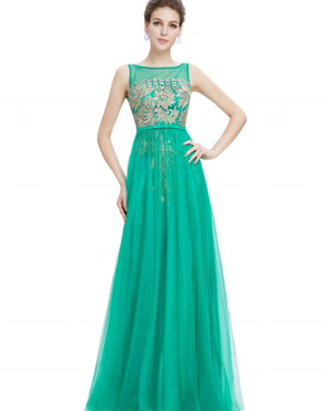 photo Elegant Sleeveless Maxi Prom Evening Wedding Dress by OASAP, color Light Green - Image 1