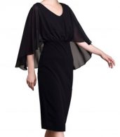 photo Elegant V-Neck Cape Style Slim Fit Midi Dress by OASAP, color Black - Image 5