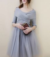 photo Elegant Wrap Off-the Shoulder Mesh Paneled Combo Dress by OASAP - Image 12