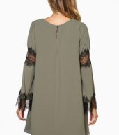 photo Fancy Lace-Paneled Flare Sleeve Trapeze Dress by OASAP, color Grey - Image 6
