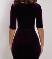 photo Fancy Velvet Crisscross Front Bodycon Dress by OASAP, color Purple - Image 2