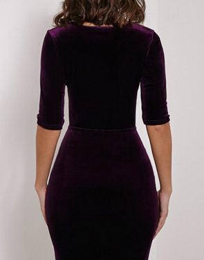 photo Fancy Velvet Crisscross Front Bodycon Dress by OASAP, color Purple - Image 2