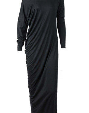 photo Fashion Back Split Maxi Dress by OASAP, color Black - Image 1