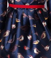photo Fashion Birds Printing Stand Collar Dress by OASAP, color Deep Blue - Image 6