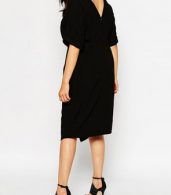 photo Fashion Black Front Slit Plus Size Dress by OASAP, color Black - Image 2