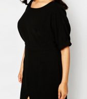 photo Fashion Black Front Slit Plus Size Dress by OASAP, color Black - Image 5