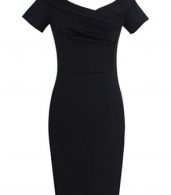 photo Fashion Black Slash Neck Short Sleeve Bodycon Dress by OASAP, color Black - Image 2