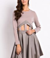 photo Fashion Cut-out Front Paneled Skate Dress by OASAP, color Grey - Image 1