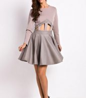 photo Fashion Cut-out Front Paneled Skate Dress by OASAP, color Grey - Image 4
