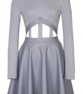 photo Fashion Cut-out Front Paneled Skate Dress by OASAP, color Grey - Image 5