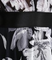 photo Fashion Deep V-Neck Floral Print Chiffon Maxi Dress by OASAP, color Black White - Image 6