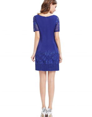 photo Fashion Floral Lace Paneled Bodycon Dress by OASAP, color Blue - Image 2