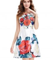 photo Fashion Floral Print Party Cocktail Skater Dress by OASAP, color Multi - Image 1