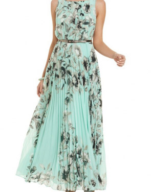 photo Fashion Floral Printed Pleated Maxi Dress by OASAP - Image 1