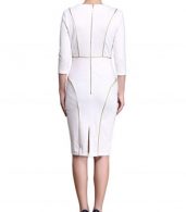 photo Fashion Front Keyhole 3/4 Sleeve Bodycon Pencil Dress by OASAP, color White - Image 6