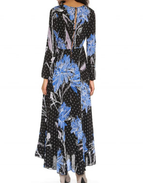 photo Fashion Long Sleeve Floral Print Boho A-Line Maxi Dress by OASAP, color Multi - Image 2