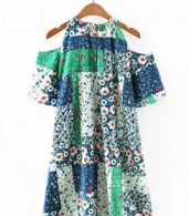 photo Fashion off Shoulder Short Sleeve Floral Print Dress by OASAP, color Multi - Image 5
