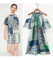 photo Fashion off Shoulder Short Sleeve Floral Print Dress by OASAP, color Multi - Image 9