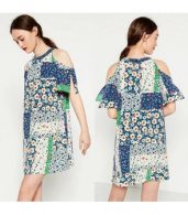 photo Fashion off Shoulder Short Sleeve Floral Print Dress by OASAP, color Multi - Image 10
