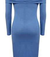 photo Fashion Off-The-Shoulder Bodycon Dress by OASAP, color Light Blue - Image 3