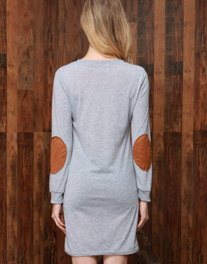 photo Fashion Paneled Long Sleeve Dress by OASAP, color Grey - Image 2