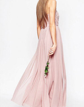 photo Fashion Pink Maxi Strapless Wedding Evening Dress by OASAP - Image 2