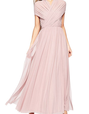 photo Fashion Pink Maxi Strapless Wedding Evening Dress by OASAP - Image 1