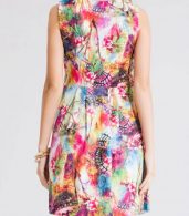 photo Fashion Print Round Neck Sleeveless A-Line Dress by OASAP, color Multi - Image 3