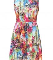 photo Fashion Print Round Neck Sleeveless A-Line Dress by OASAP, color Multi - Image 7