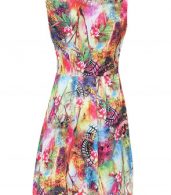 photo Fashion Print Round Neck Sleeveless A-Line Dress by OASAP, color Multi - Image 8