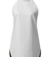 photo Fashion PU Leather Side Slit Halter Sleeveless Dress by OASAP, color White - Image 4