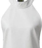 photo Fashion PU Leather Side Slit Halter Sleeveless Dress by OASAP, color White - Image 6