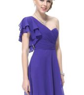 photo Fashion Ruffles Ruched Bust Short Blue Juniors Homecoming Dress by OASAP, color Purple - Image 1