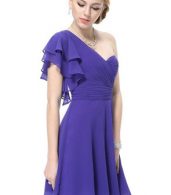 photo Fashion Ruffles Ruched Bust Short Blue Juniors Homecoming Dress by OASAP, color Purple - Image 3