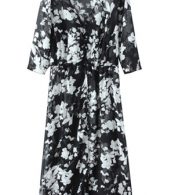 photo Fashion Sheer Floral Print Three Quarter Sleeve Maxi Dress by OASAP, color Black - Image 5