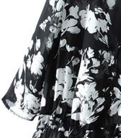 photo Fashion Sheer Floral Print Three Quarter Sleeve Maxi Dress by OASAP, color Black - Image 8