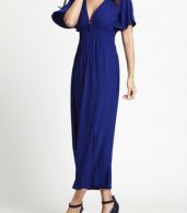 photo Fashion Short Sleeve Deep V-Neck Slit Maxi Dress by OASAP - Image 6