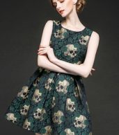 photo Fashion Skull Printing A-line Sleeveless Dress by OASAP, color Multi - Image 4