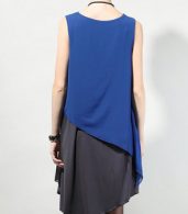 photo Fashion Sleeveless Double Layered Asymmetrical Chiffon Dress by OASAP - Image 3