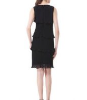 photo Fashion Sleeveless Layered Pleated Flower Little Black Cocktail Dress by OASAP, color Black - Image 2