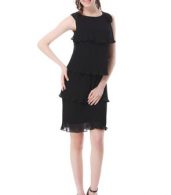 photo Fashion Sleeveless Layered Pleated Flower Little Black Cocktail Dress by OASAP, color Black - Image 3