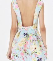 photo Fashion Sleeveless Open Back Floral Print Mini Dress by OASAP, color Multi - Image 3