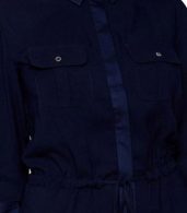 photo Fashion Solid Drawstring Waist Midi Shirt Dress by OASAP, color Navy - Image 5