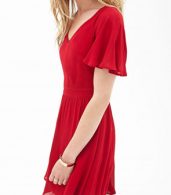 photo Fashion Solid Short Sleeve Backless Mini Cocktail Dress by OASAP, color Red - Image 2