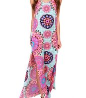 photo Fashion Spaghetti Strap Floral Print Slit Maxi Dress by OASAP, color Multi - Image 1