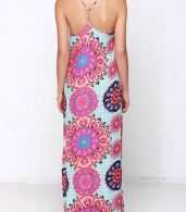 photo Fashion Spaghetti Strap Floral Print Slit Maxi Dress by OASAP, color Multi - Image 4
