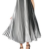 photo Fashion Spaghetti Strap Vertical Stripe Pleated Dress by OASAP, color Black White - Image 2
